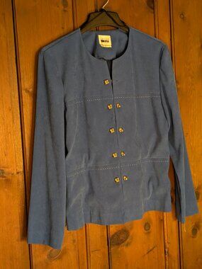 Stellar Elegant Leslie Fay -Dress Jacket -Rich Blue-Gold metal buttons -Sz14